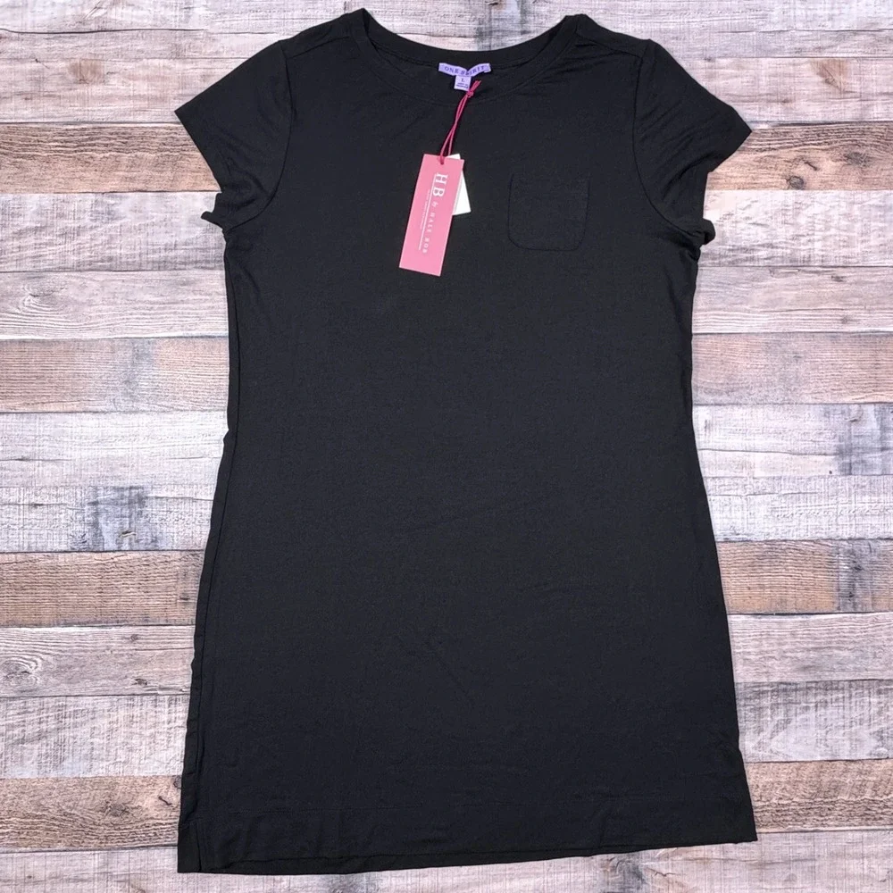 HB by Hale Bob One Spirit Black Modal Sleep Shirt Nightgown Dress Large NWT‎